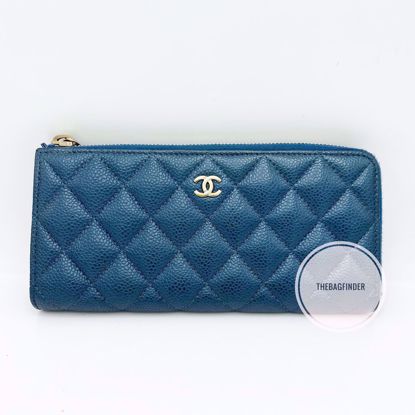 Picture of Chanel Caviar Iridescent Blue Zip Wallet